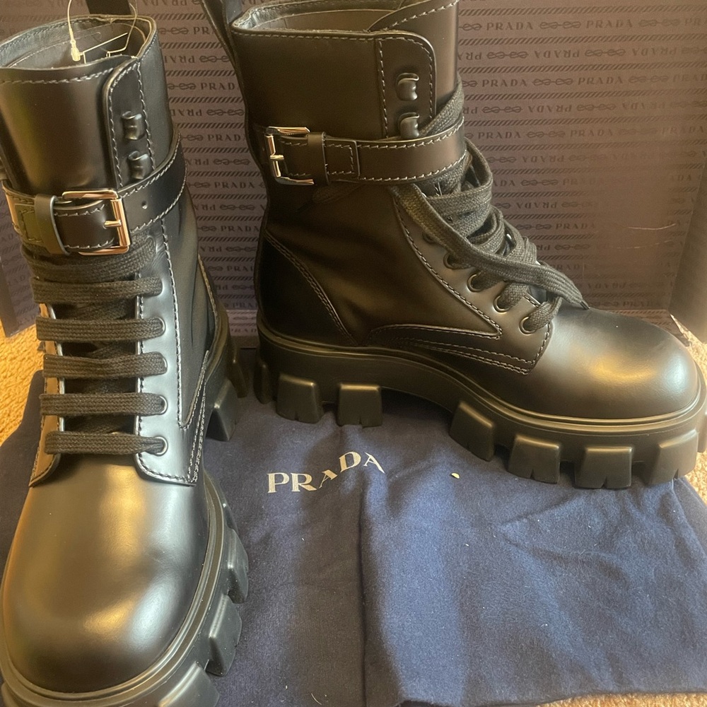 Monolith leather and Re-Nylon boots with pouch